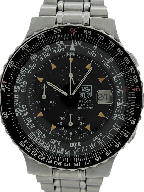 Tag Heuer 43mm Men\'s Vintage Pilot Black Dial SS Aviation Watch Ref: 230.206! main image 9